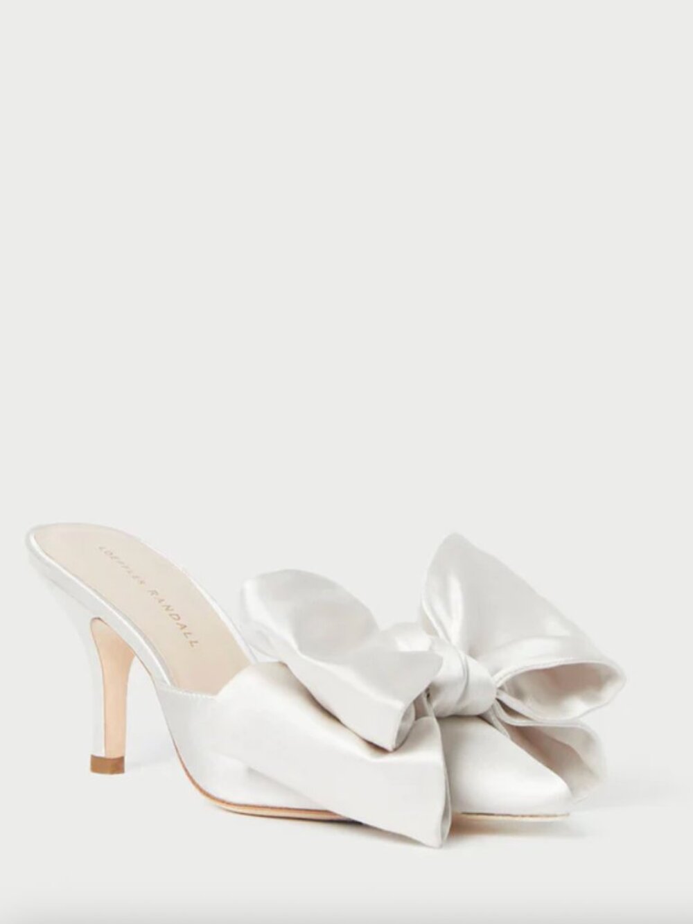 NEW Loeffler Randall size 7 Margot Cream Satin Bow Mule